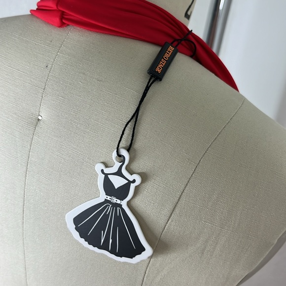 Retro Stage Red 30's Pin Up Retro Halter Plunge One Oc Swim Suit Bathing… - Picture 4 of 6